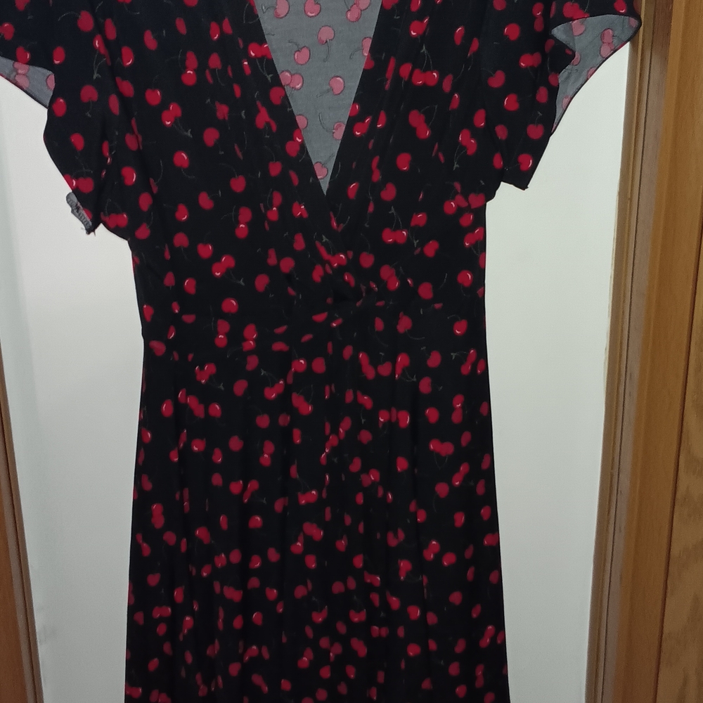 Torrid Black Midi Dress with Red Cherries